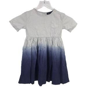 French Connection Girls Dip Dye Linen Dress 3T Crew Neck Short Sleeve Pocket NWT